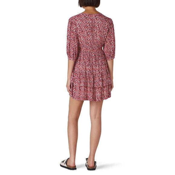 Ba&sh Size 1 US Small Fuchsia Robe Nina Mini Dress Floral 3/4 Sleeve OS17-9 - Picture 2 of 11